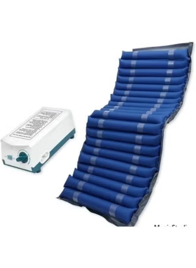 Alternating Pressure Air Mattress with Air Pump, Pressure Redistribution Mattress Overlay for Home and Healthcare Use, Blue - Image 1