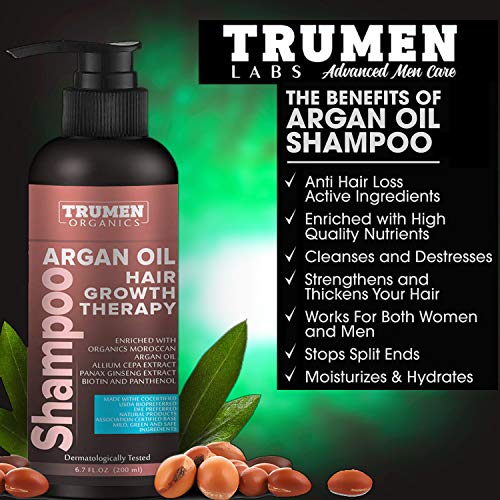 TruMen Argan Oil Shampoo for Hair Growth & Conditioner Which Reduces Hair Thinning, Stops Hair Fall and Stimulate New Hair Growth Infused With Premium Organic Argan Oil, Allium Cepa Extract, Panax Ginseng Extract and Biotin - Sulfate Free - Paraben Free 100% Natural - Image 4