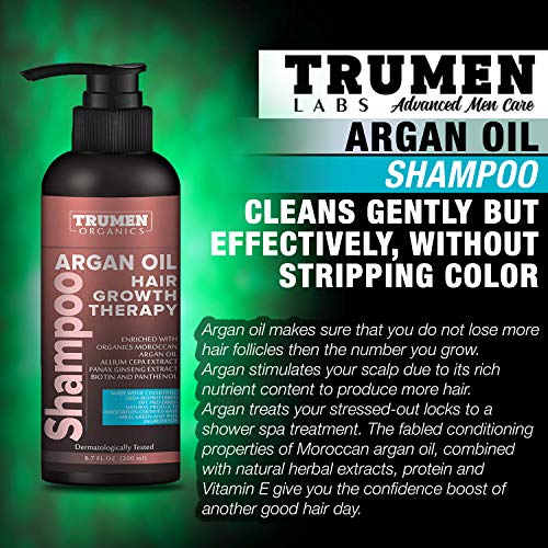 TruMen Argan Oil Shampoo for Hair Growth & Conditioner Which Reduces Hair Thinning, Stops Hair Fall and Stimulate New Hair Growth Infused With Premium Organic Argan Oil, Allium Cepa Extract, Panax Ginseng Extract and Biotin - Sulfate Free - Paraben Free 100% Natural - Image 2