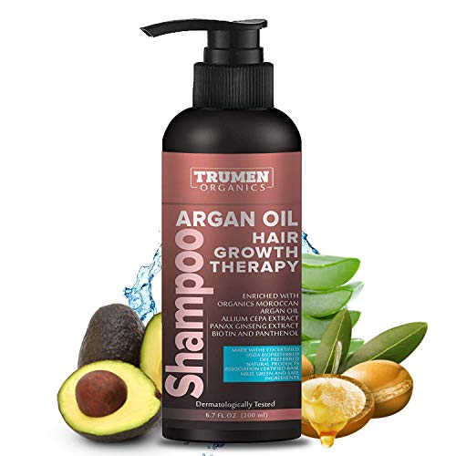 TruMen Argan Oil Shampoo for Hair Growth & Conditioner Which Reduces Hair Thinning, Stops Hair Fall and Stimulate New Hair Growth Infused With Premium Organic Argan Oil, Allium Cepa Extract, Panax Ginseng Extract and Biotin - Sulfate Free - Paraben Free 100% Natural - Image 1