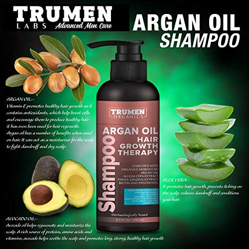 TruMen Argan Oil Shampoo for Hair Growth & Conditioner Which Reduces Hair Thinning, Stops Hair Fall and Stimulate New Hair Growth Infused With Premium Organic Argan Oil, Allium Cepa Extract, Panax Ginseng Extract and Biotin - Sulfate Free - Paraben Free 100% Natural - Image 3