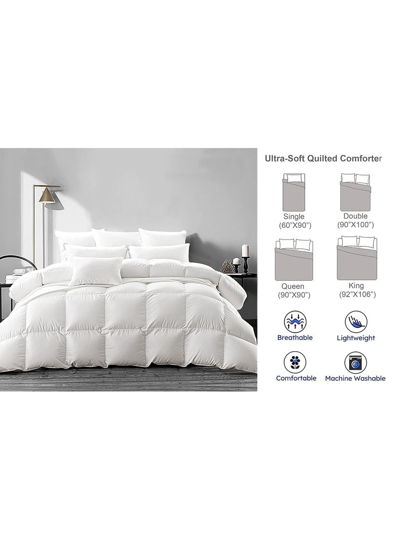 HOME PLUS STUDIO HOME PLUS STUDIO 300 GSM Microfibre Queen Size Warm Duvet Winter Quilt Comforter Blanket Rajai Warm Sleep White 90x100inch228x254 Metres  - Image 4