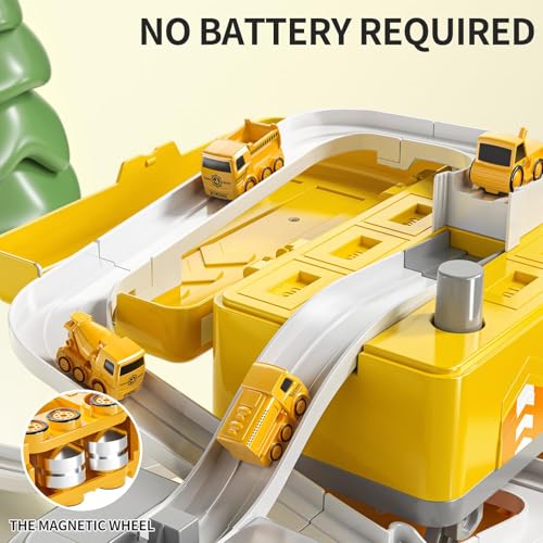 Doloowee Construction Truck Toy Set with 8 Vehicles Car Carrier with Movable Station Educational Vehicle Toys for Kids 38 Years Orange - Image 5