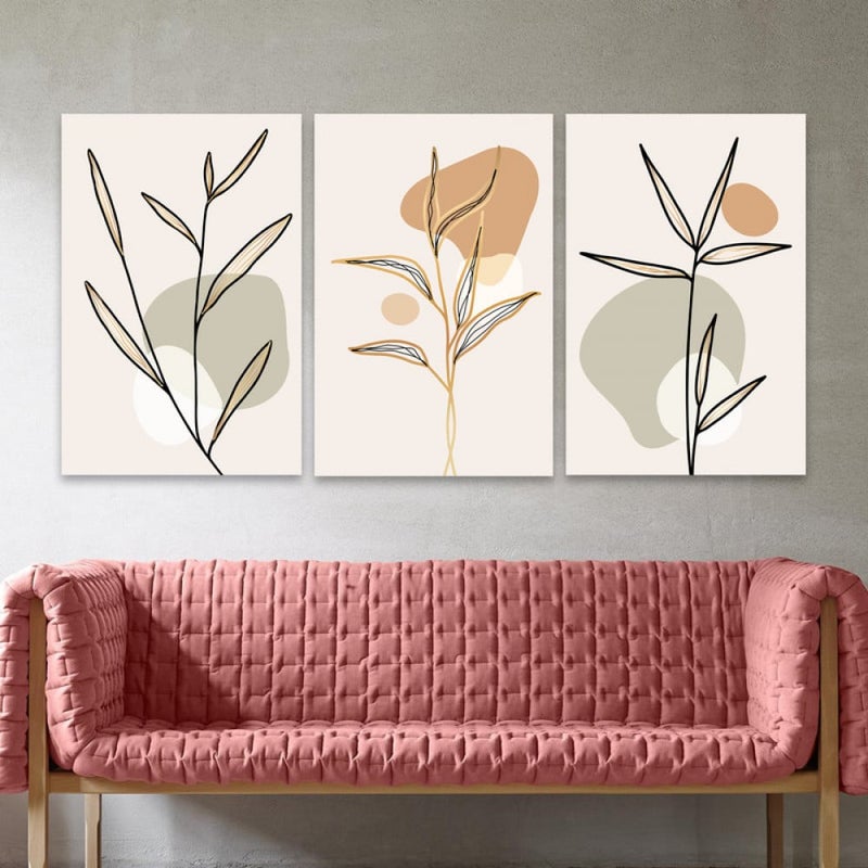 ماركتنا ثلاث لوحات قماشية فخمة بتصميم مودرن مع برواز مجوف مقاس (120×60) ثلاث قطع - Image 1