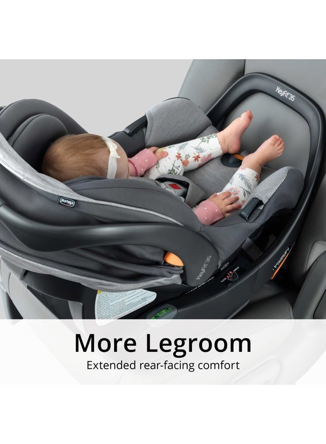 Chicco KeyFit® 35 Zip ClearTex® Infant Car Seat and Base, Rear-Facing Seat for Infants 4-35 lbs., Zip-Open Privacy Shield, Compatible with Chicco Strollers | Ash/Grey - Image 5