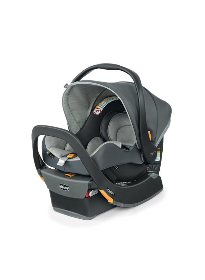 Chicco KeyFit® 35 Zip ClearTex® Infant Car Seat and Base, Rear-Facing Seat for Infants 4-35 lbs., Zip-Open Privacy Shield, Compatible with Chicco Strollers | Ash/Grey - Image 1
