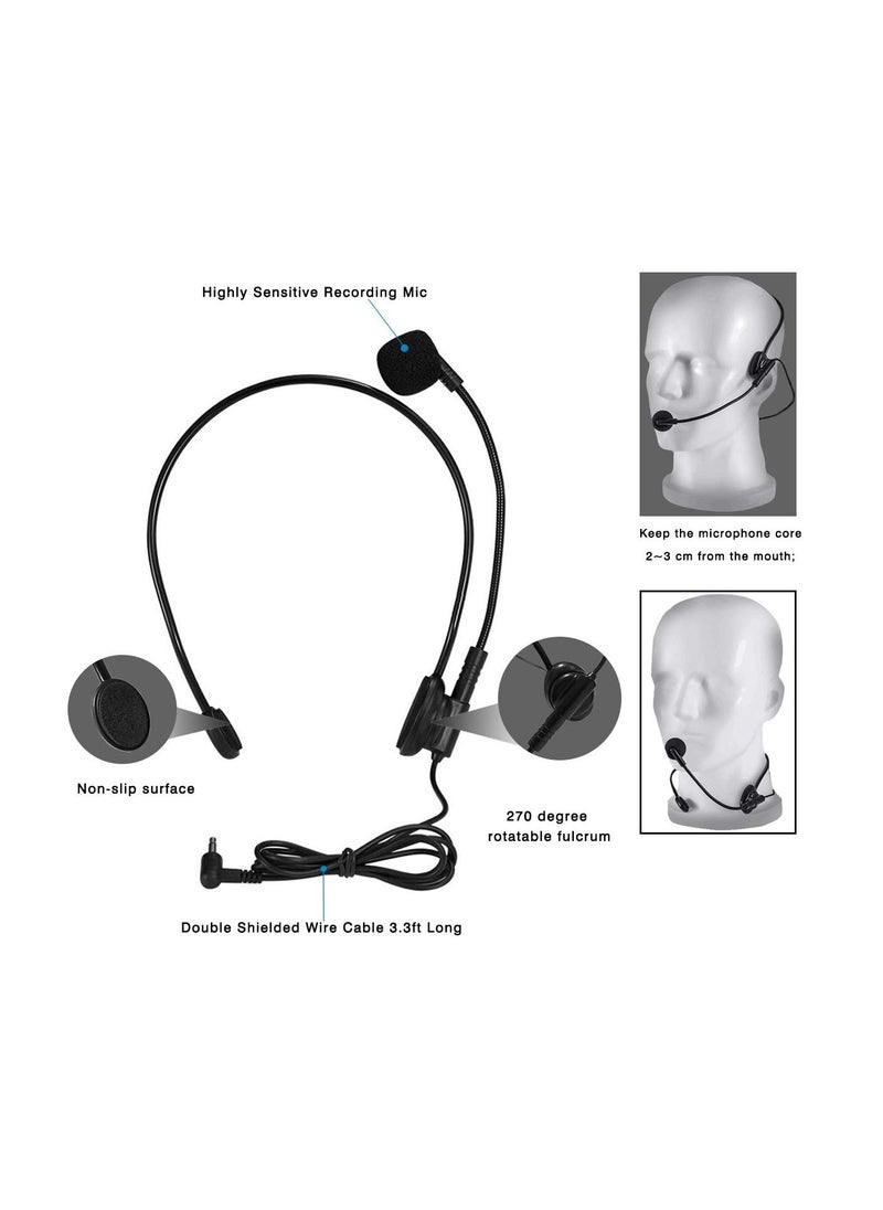 Portable Voice Amplifier, Mini Voice Amplifier Wired Headset Microphone Speaker Set for Teachers 15W Rechargeable Lightweight Personal Mic for Classroom, Tour Guides, Instructors and Presentation - Image 4