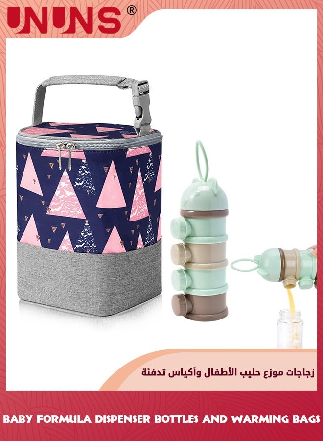 UNUNS Baby Bottle Bag With 4 Layers Formula Dispenser,Portable Baby Bottle Cooler Bags,Milk Powder Dispenser Formula Container For Travel,Baby Feeding Food Storage Container Bag For Nursing Mom - Image 1