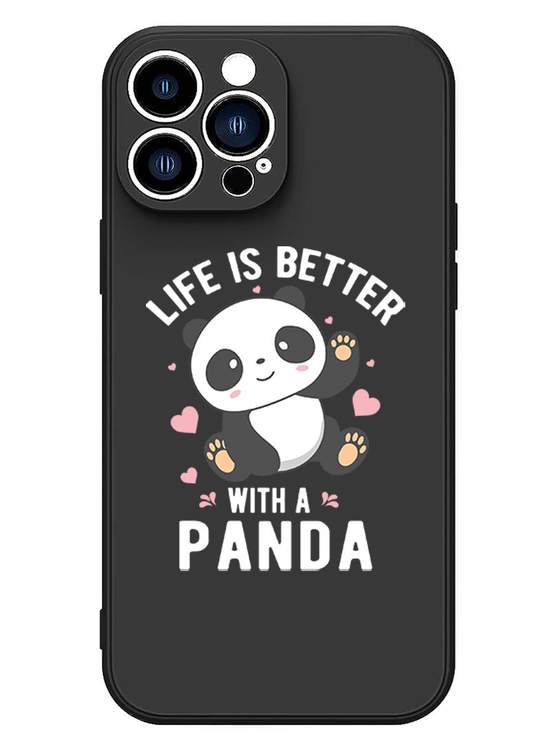 Theodor Protective Slim Fit Case Liquid Silicone Cover with Full Body Protection Anti-Scratch Shockproof Case For iPhone 15 Pro Max Black - Life is better with panda - Image 1