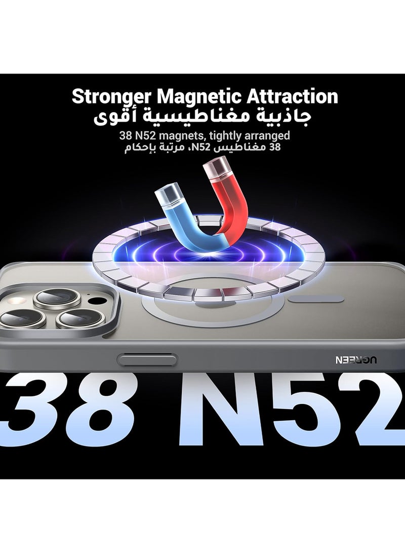 يو جرين حافظة لايفون 15 برو ماج سيف 6.1 بوصة، مغناطيس أقوى N52، حماية من الدرجة العسكرية مقاومة للصدمات، مضادة لبصمات الأصابع ومضادة للخدش،المغناطيسي النحيف  مضادة للأصفرار - Image 2