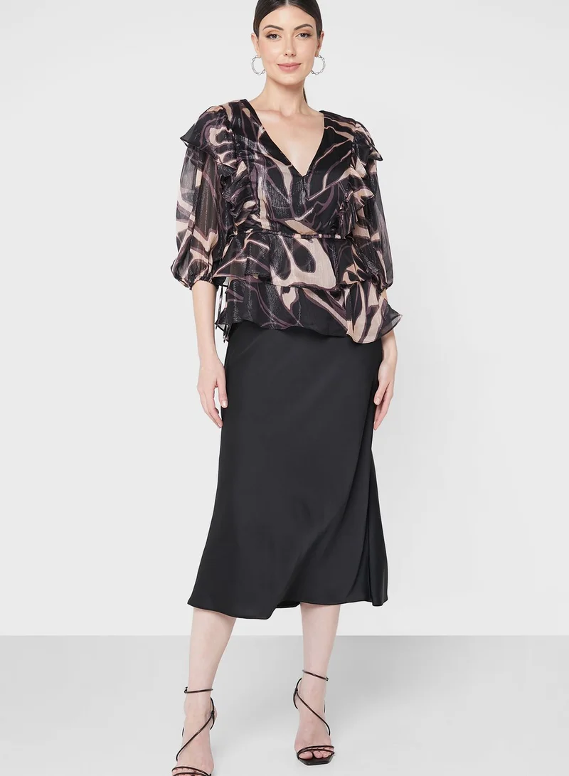 Ted Baker Printed Tie Detail Top