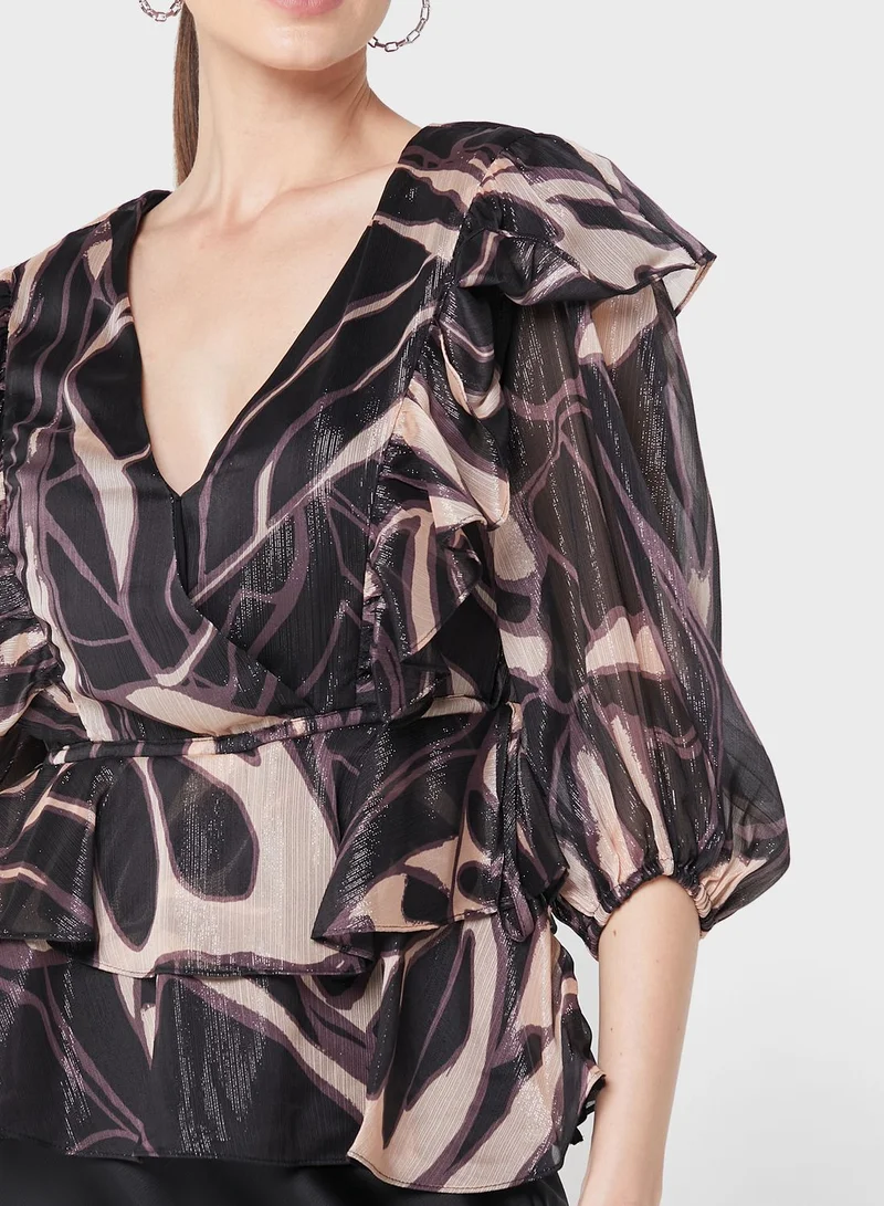 Ted Baker Printed Tie Detail Top
