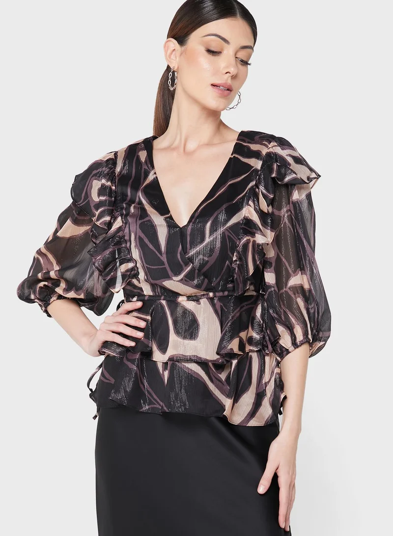 Ted Baker Printed Tie Detail Top
