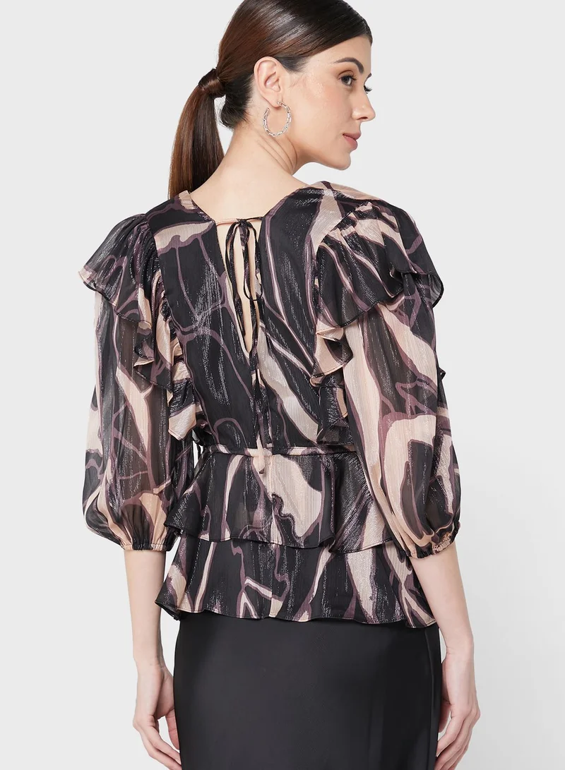 Ted Baker Printed Tie Detail Top