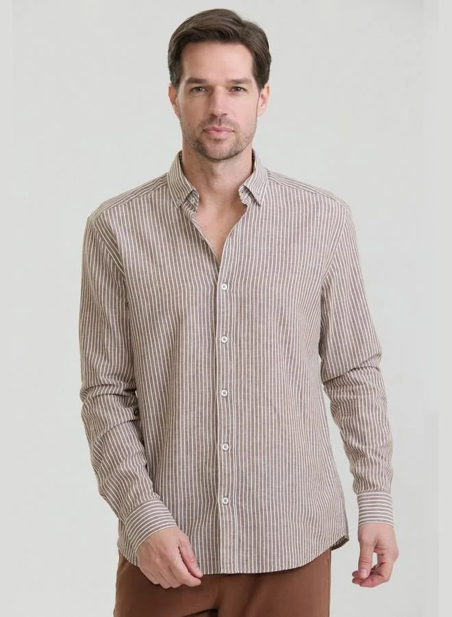 FELIX HARDY Men's Cotton Linen Blend Long Sleeve Shirt