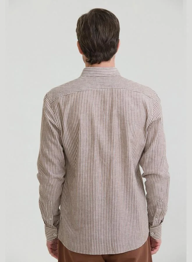 FELIX HARDY Men's Cotton Linen Blend Long Sleeve Shirt