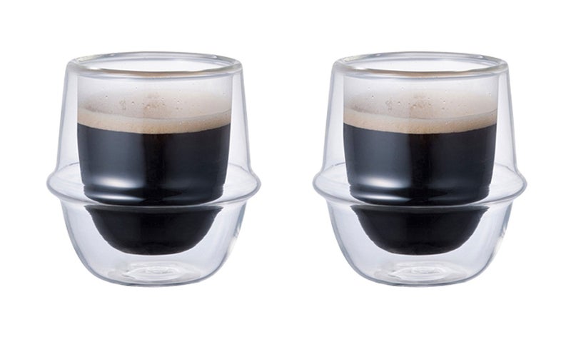 Kinto Set of 2 DoubleWalled KRONOS 80 ml Espresso Cups  Maintain Temperature  Prevent Condensation