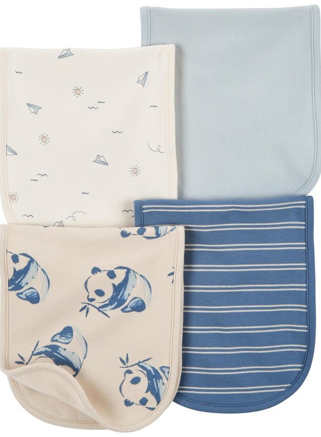carter's Baby Boys 4 Pack Cotton Burp Cloths (Blue/Ivory) - Image 5