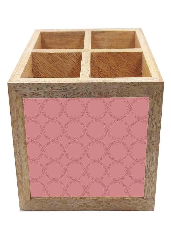 Nutcase Wooden Cutlery Stand Holder Silverware Caddy Spoons Forks Knives Organizer for Dining Table & Kitchen -Made in India-Spoons NOT Included - Peach Pattern Circle - Image 4