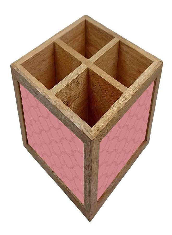 Nutcase Wooden Cutlery Stand Holder Silverware Caddy Spoons Forks Knives Organizer for Dining Table & Kitchen -Made in India-Spoons NOT Included - Peach Pattern Circle - Image 3