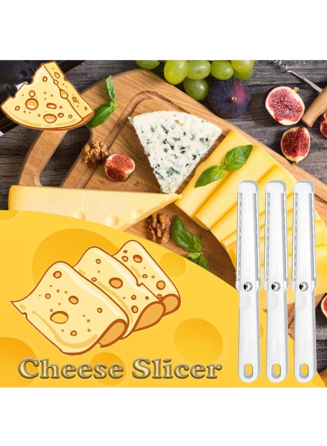 3 Pcs Cheese Slicer White Cheese Wire Cheese Cutter with Soft Handle Portable Block Cheese Slicer Multifunctional Butter Curler Tool Cheese Slicers for Hard and Semi-Hard - Image 3