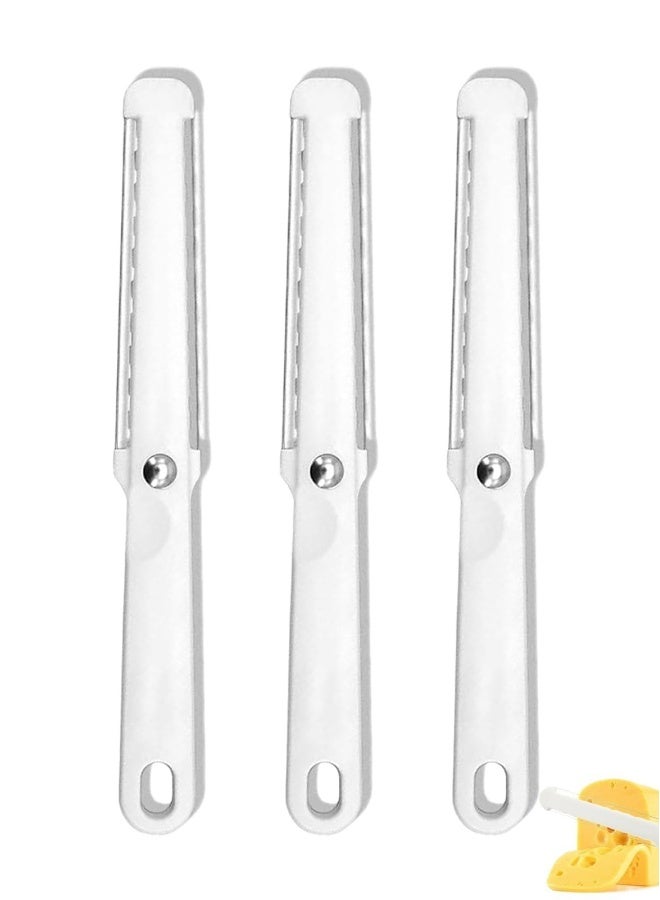 3 Pcs Cheese Slicer White Cheese Wire Cheese Cutter with Soft Handle Portable Block Cheese Slicer Multifunctional Butter Curler Tool Cheese Slicers for Hard and Semi-Hard - Image 1