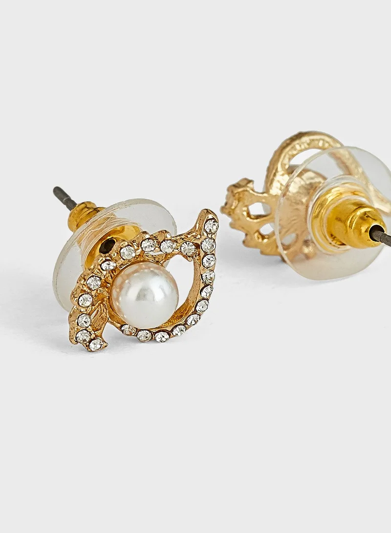 ELLA CZ Pearl Stud Earrings