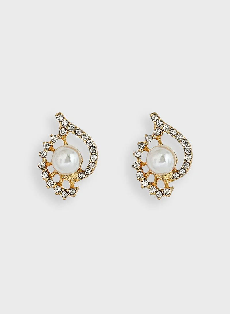 ELLA CZ Pearl Stud Earrings