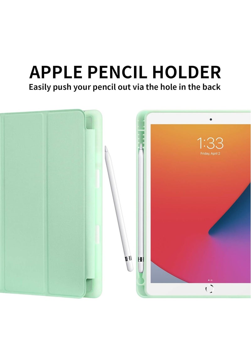 ELTRAZONE حافظة آيباد الجيل 9/8/7 (2021/2020/2019) - حافظة آيباد 10.2 بوصة مع حامل قلم، تصميم رفيع من TPU مع قاعدة مغناطيسية ذكية (أخضر) - Image 3