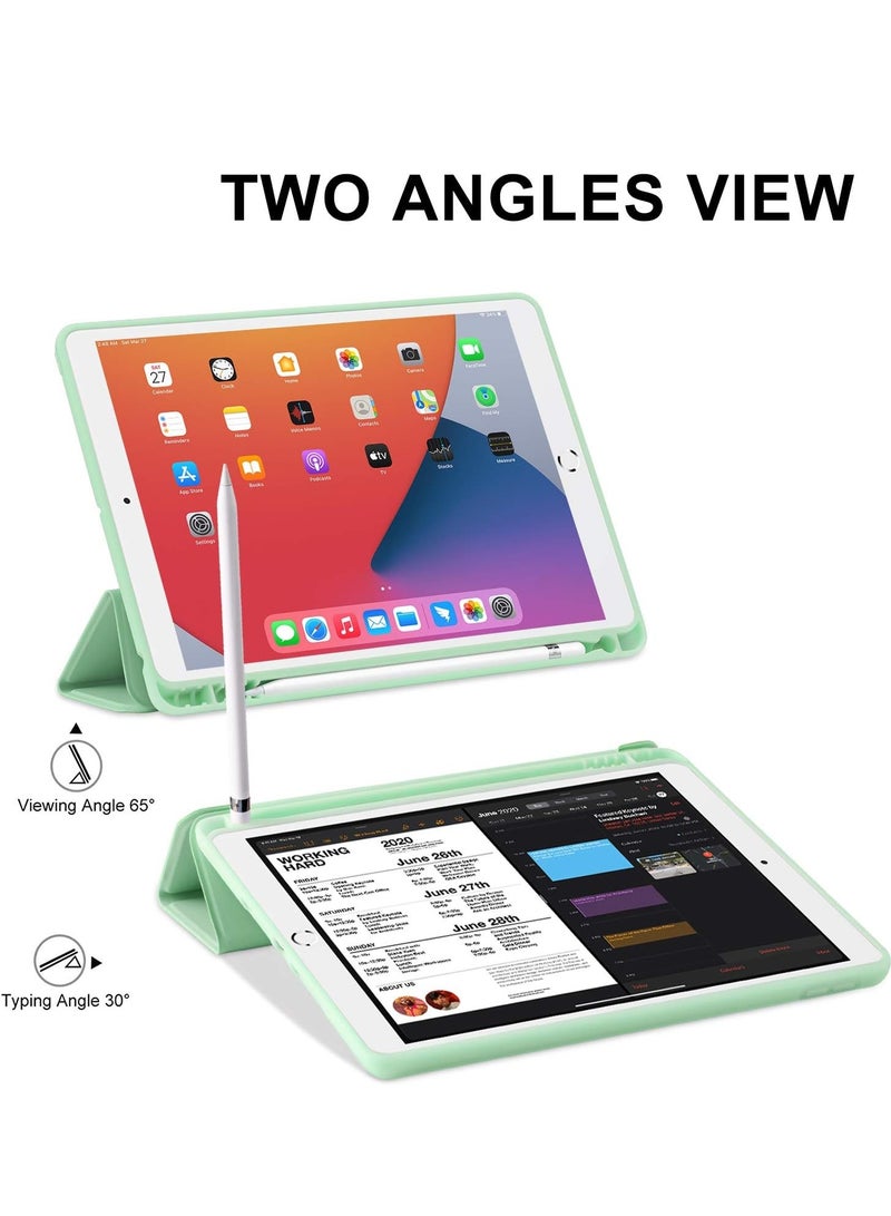 ELTRAZONE حافظة آيباد الجيل 9/8/7 (2021/2020/2019) - حافظة آيباد 10.2 بوصة مع حامل قلم، تصميم رفيع من TPU مع قاعدة مغناطيسية ذكية (أخضر) - Image 5