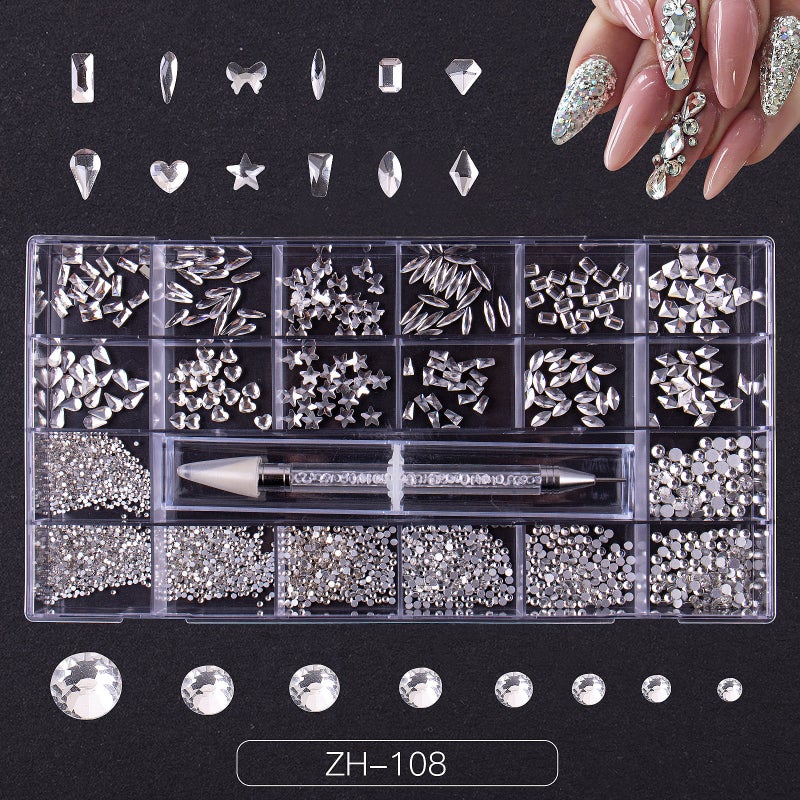 New Nail 21 Grid Rhinestone Nail Drill Flat Special-Shaped Diamond Nail Rhinestone Nail Jewelry Suit - Image 1