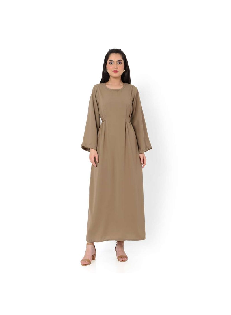 HANA & SARA MODEST SOLID LIGHT OLIVE GREEN LONG KAFTAN WITH SCARF ARABIC KAFTAN JALABIYA DRESS  - Image 5