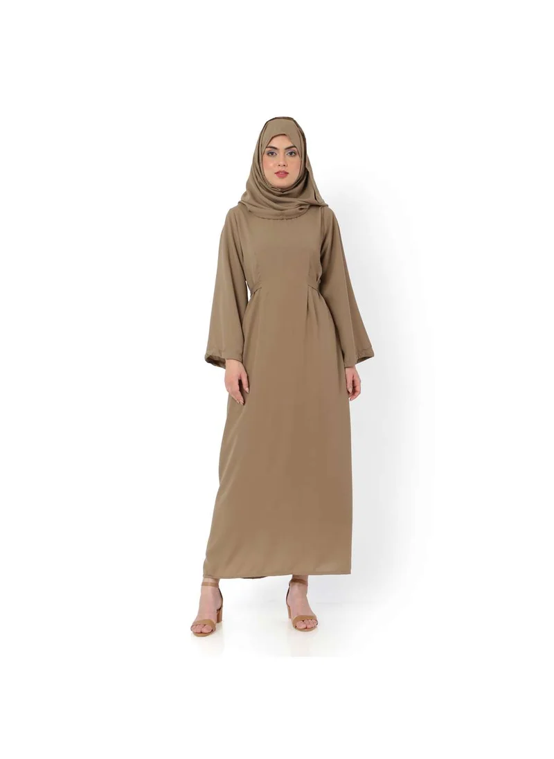 HANA & SARA MODEST SOLID LIGHT OLIVE GREEN LONG KAFTAN WITH SCARF ARABIC KAFTAN JALABIYA DRESS