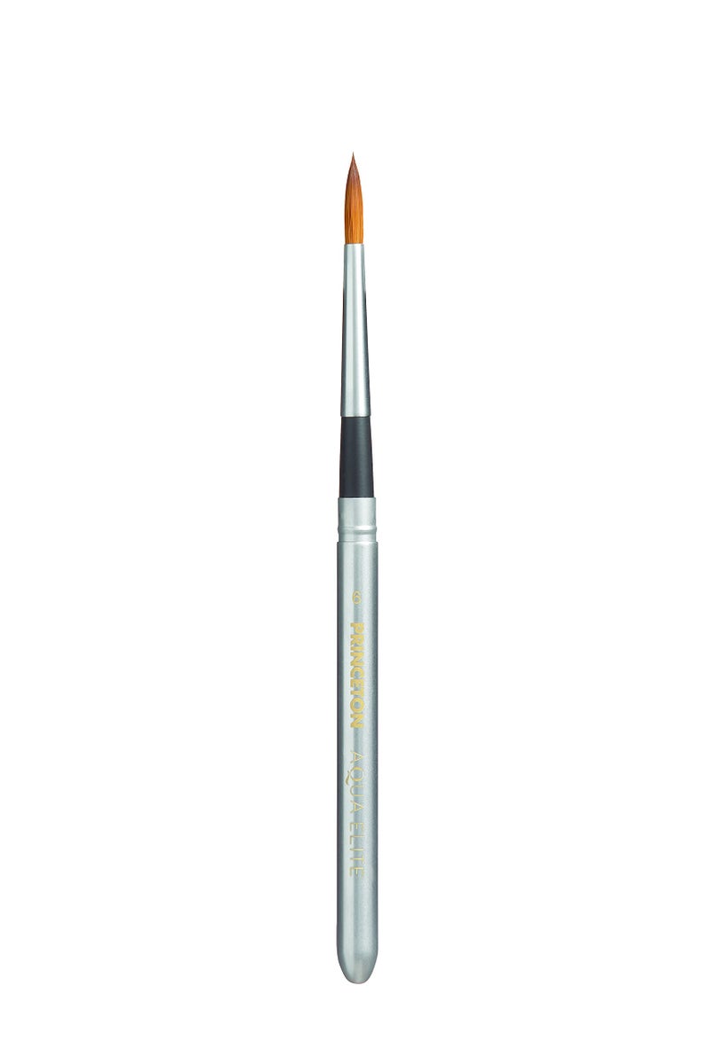 Princeton Aqua Elite, Series 4850, Synthetic Kolinsky Watercolor Paint Brush,Travel Round, 6 - Image 1