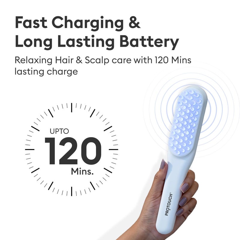 Pro touch مشط علاج الشعر LED من بروتوتش مع ضوء LED أحمر وأزرق لعلاج فروة الرأس وتدليك بالاهتزاز | التحكم في تساقط الشعر | تدليك فروة الرأس | محمول وفك تشابك | للرجال والنساء | لجميع أنواع الشعر - Image 5