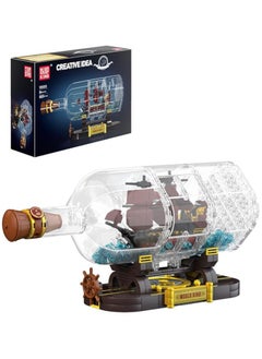 mould king 10085 Corsair Ship Bottle Building toys, Small boat set，Black Pearl Sailboat Clip building sets,  Drifting bottle Collector boat models, children's construction toys,  Adults, boys, girls, birthdays, Children's Day gifts  (885 pieces) 8+  - Image 1