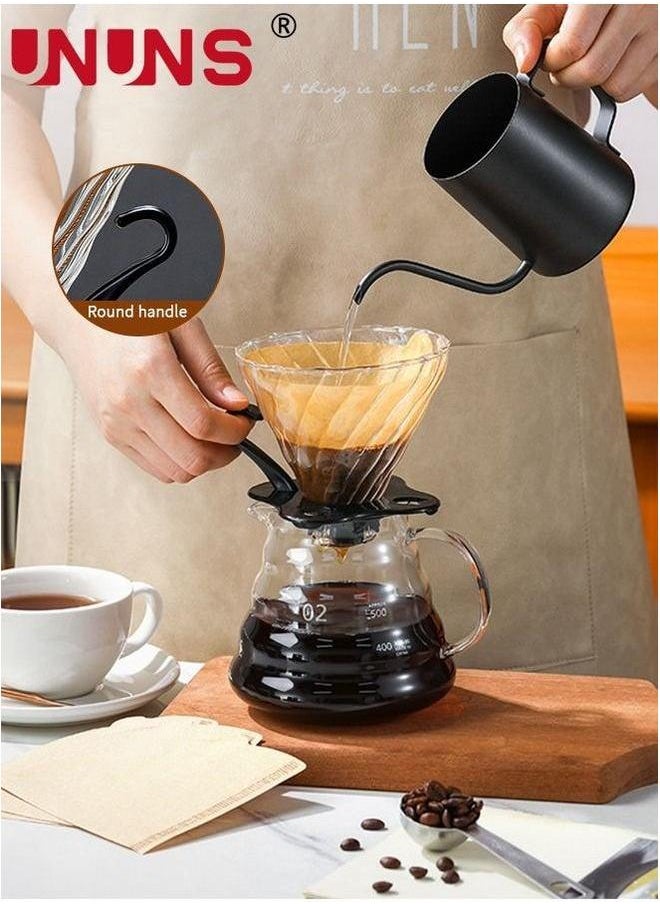 UNUNS - Pour Over Coffee Maker Set Includes 600ml Kettle, Manual Grinder, Scale，Coffee Dripper & Glass Server with 100 Pcs Paper Filter for - Image 1