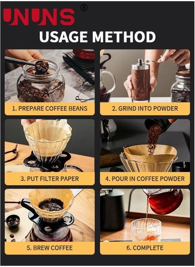 UNUNS - Pour Over Coffee Maker Set Includes 600ml Kettle, Manual Grinder, Scale，Coffee Dripper & Glass Server with 100 Pcs Paper Filter for - Image 1