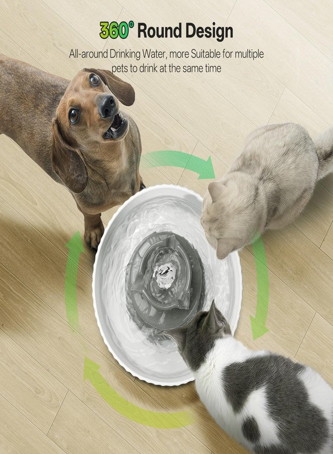 نافورة مياه سيراميك للقطط، سعة 2.1 لتر/70 أونصة، موزع مياه للحيوانات الأليفة من البورسلين مع 4 مجموعات من الفلاتر والإسفنج البديلة، وعاء مياه أوتوماتيكي للكلاب مع مضخة فائقة الهدوء، لوازم إطعام وسقي القطط (رمادي) - Image 3