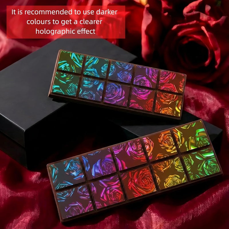 Ziliny 1 Pcs Holographic Chocolate Molds Resin Silicone Chocolate Bar Deep Thick Molds for Christmas Family DIY Baking Wax Melts Party Supplies(Rose 1) - Image 5