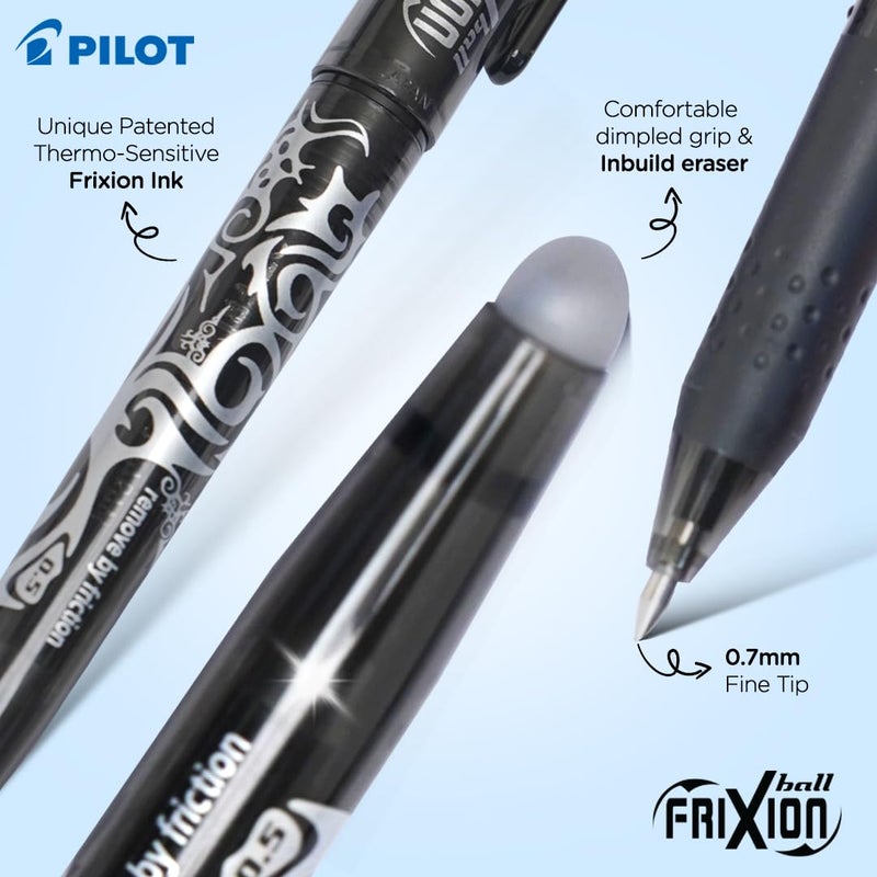 PILOT Frixion Roller Ball Pen, Black - Image 3