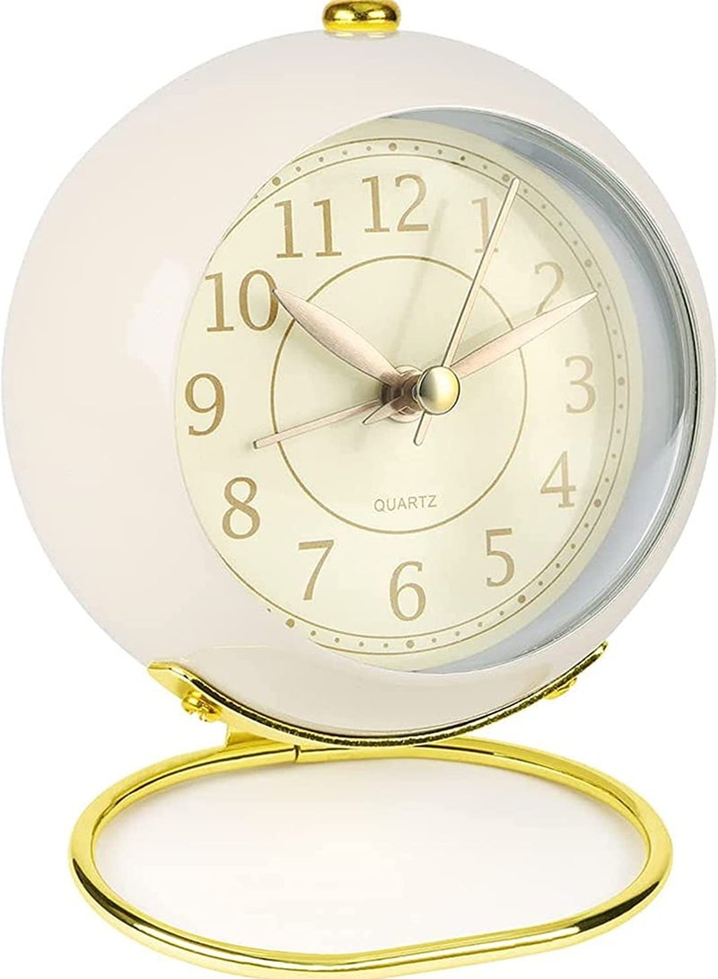 SOLARAE ساعة منبه جانبية صامتة تعمل بالبطارية غير مزعجة ساعة تناظرية ريترو بسيطة بصوت عالٍ ساعة مكتب قديمة مع ضوء شاشة كبيرة للذين ينامون بعمق في المكتب - Image 1