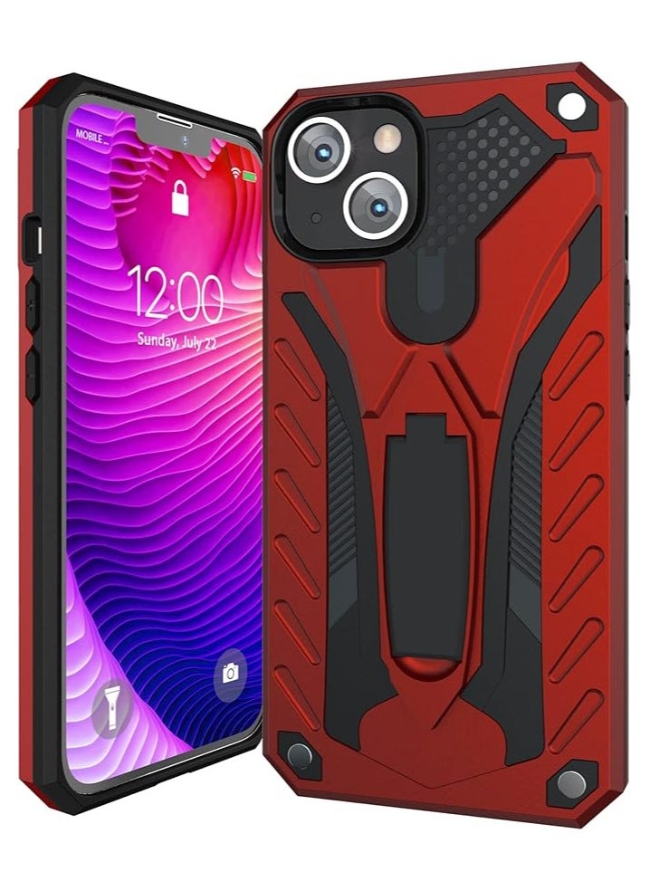 Bills iPhone 13 Premium Armor Case Built-In Kickstand - Military-Grade Shockproof Protective Cover with Reinforced Corners (Red)  - Image 1