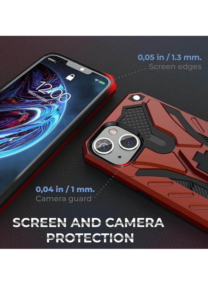 Bills iPhone 13 Premium Armor Case Built-In Kickstand - Military-Grade Shockproof Protective Cover with Reinforced Corners (Red)  - Image 4