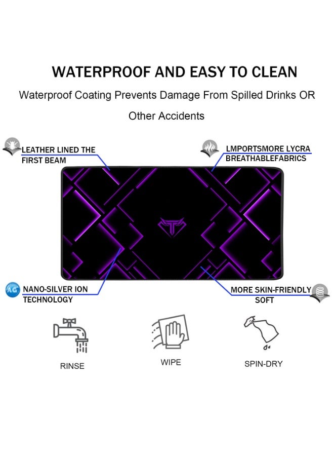 Mouse Pad, Gaming Mouse Pad, Waterproof XL Extended Extra Large Mouse Pad with Stitched Edge, Non-Slip Large Ergonomic Mouse Pad Desk Mat for Computer Laptop, 31.5"x15.7" x 0.12", Purple - Image 4