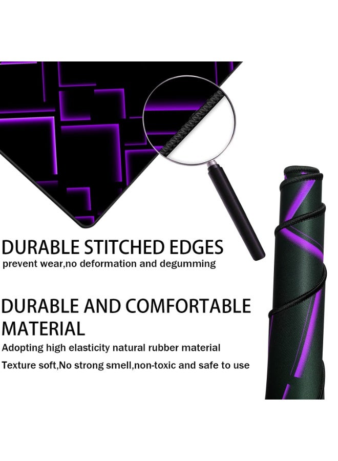 Mouse Pad, Gaming Mouse Pad, Waterproof XL Extended Extra Large Mouse Pad with Stitched Edge, Non-Slip Large Ergonomic Mouse Pad Desk Mat for Computer Laptop, 31.5"x15.7" x 0.12", Purple - Image 2