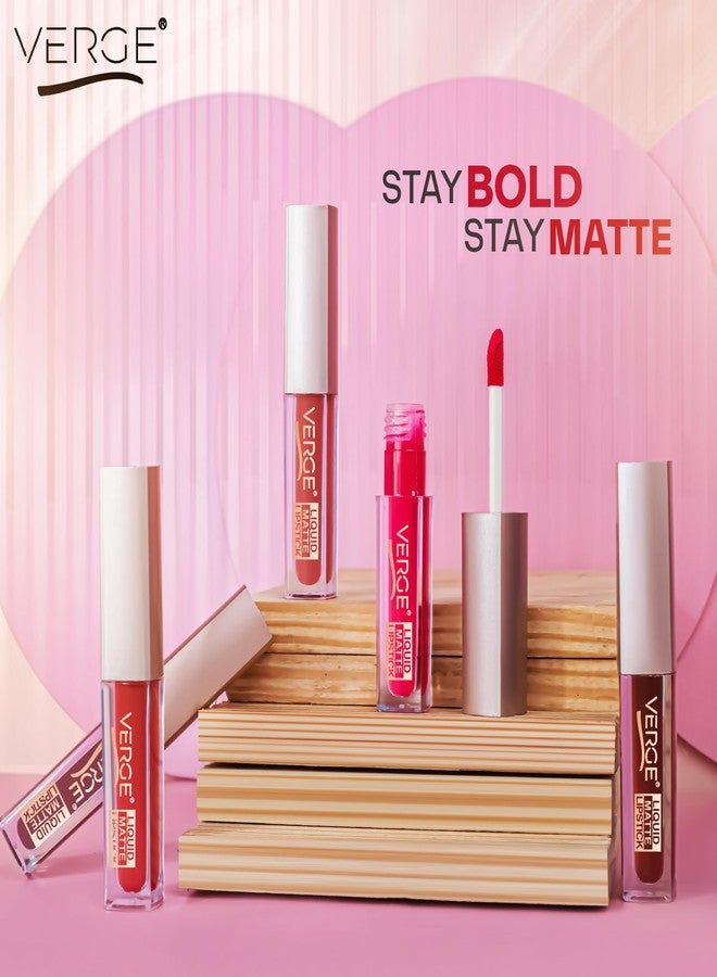 VERGE LIP SHOTS LONG WEAR NON TRANSFER WATERPROOF LIQUID LIPCOLOR WITH MATTE FINSH (PACK OF 4) Retro - Image 4