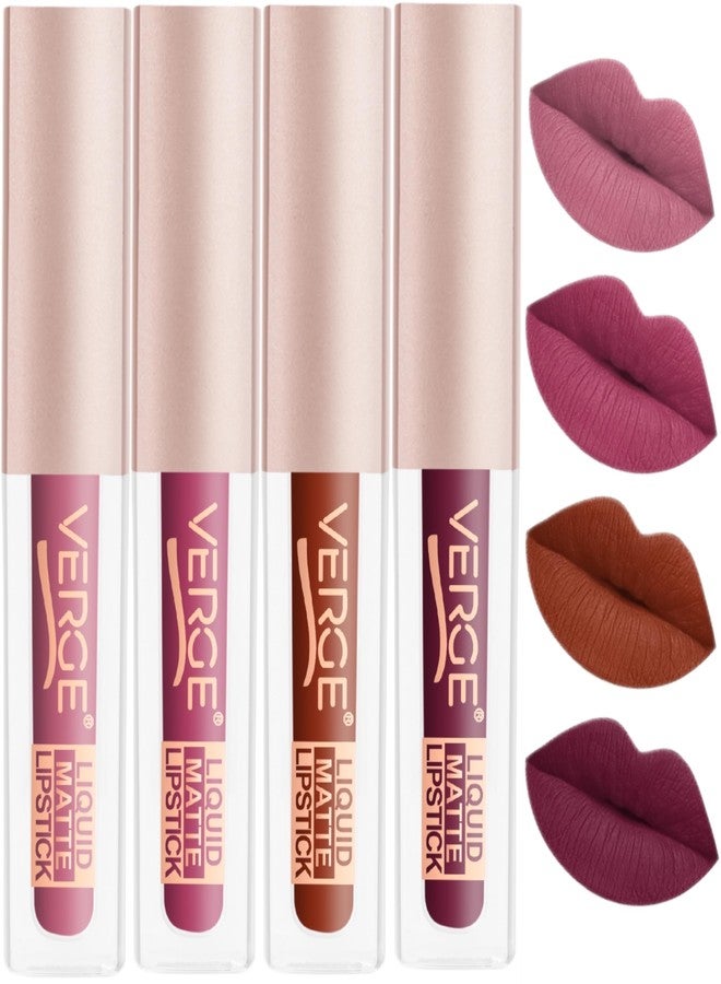 VERGE LIP SHOTS LONG WEAR NON TRANSFER WATERPROOF LIQUID LIPCOLOR WITH MATTE FINSH (PACK OF 4) Retro - Image 2