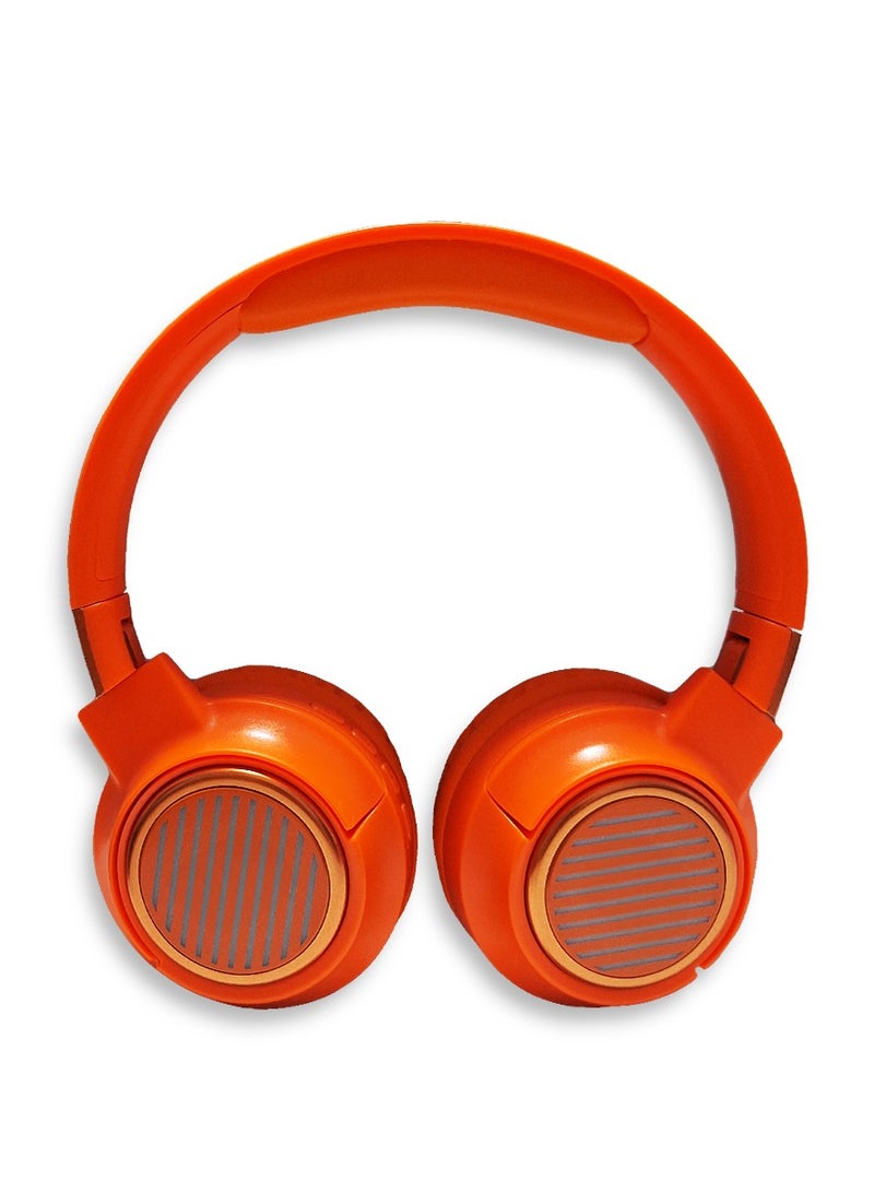 سماعة رأس بلوتوث، موديل- Tune 910، Pure Bass Stereo، سماعة رأس لاسلكية USB Type-C، صوت نقي، بطارية قابلة للشحن 60 مللي أمبير، نطاق عمل يصل إلى 10 أمتار في الهواء الطلق - RGB Led (برتقالي) - Image 4