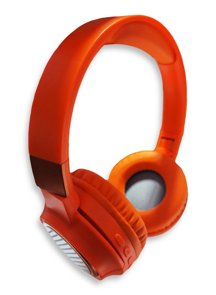 سماعة رأس بلوتوث، موديل- Tune 910، Pure Bass Stereo، سماعة رأس لاسلكية USB Type-C، صوت نقي، بطارية قابلة للشحن 60 مللي أمبير، نطاق عمل يصل إلى 10 أمتار في الهواء الطلق - RGB Led (برتقالي) - Image 1